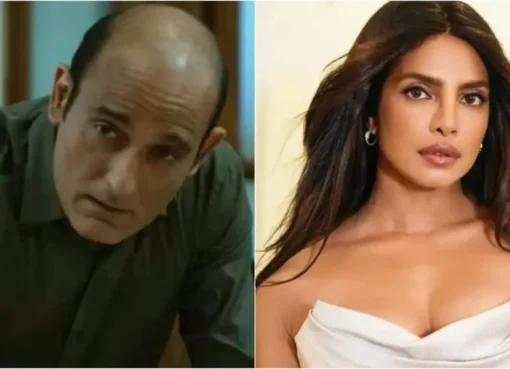 Akshaye Khanna and Jaideep Ahlawat with a Drishyam 3 movie poster, symbolizing a casting change.