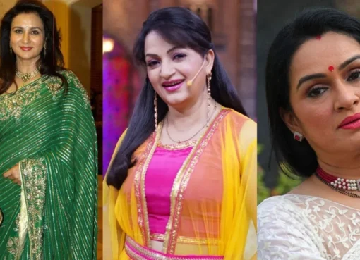Upasana Singh looking serious during an interview about Bollywood drama