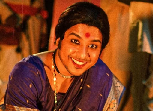 A cinematic shot representing the visual style of the film Gondhal