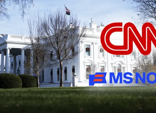 Reporters gathered outside the White House.