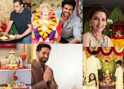 Bollywood celebrities celebrating Ganesh Chaturthi with their Ganesha idols.