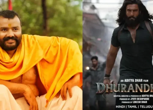 Film posters for Hanuman Ansh and Dhurandhar side-by-side, showing box office competition.