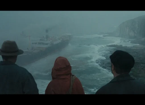 A still from 'The Blind Ants' showing a rugged coastal landscape.