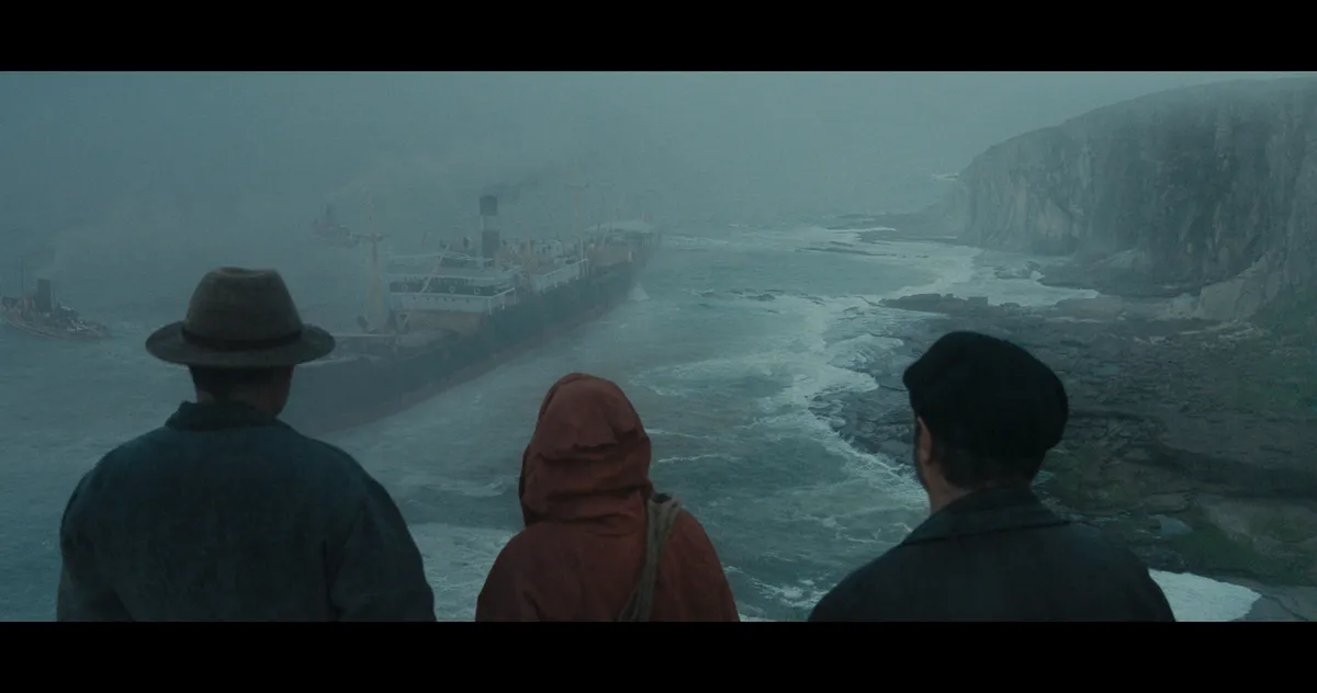 A still from 'The Blind Ants' showing a rugged coastal landscape.