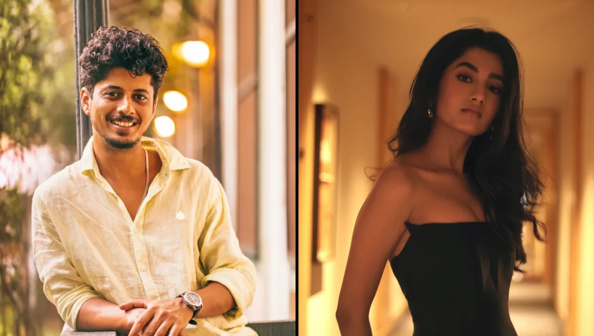 Actors Mayur More and Ashlesha Thakur smiling.