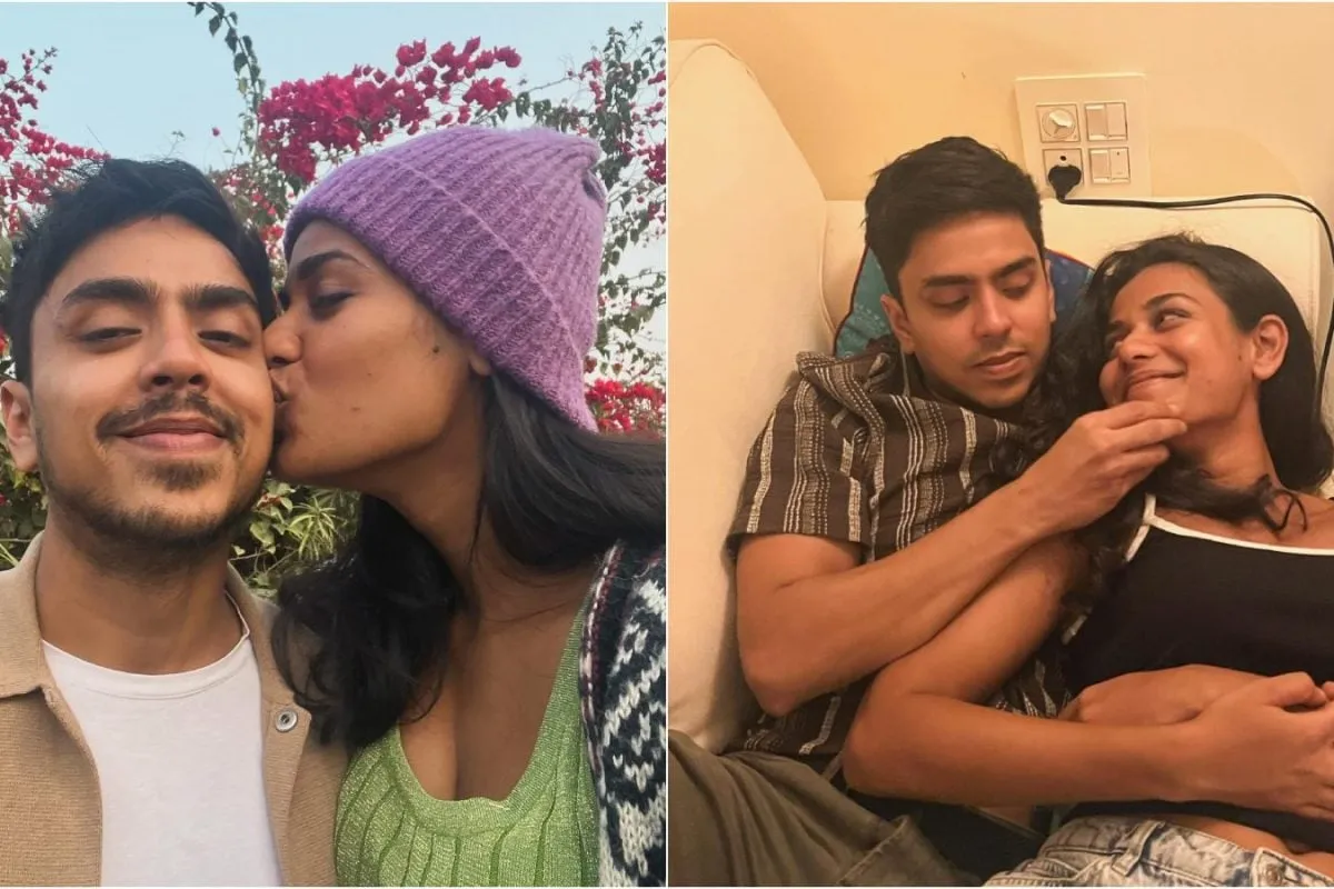 Adarsh Gourav and Radhika Kolgaonkar smiling and posing together.