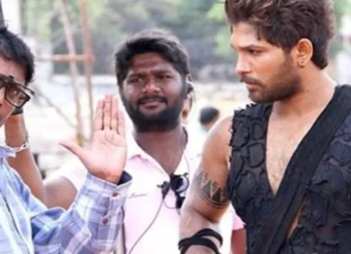Allu Arjun as Gona Ganna Reddy in Rudhramadevi, holding a sword with a fierce expression and adorned in traditional attire.