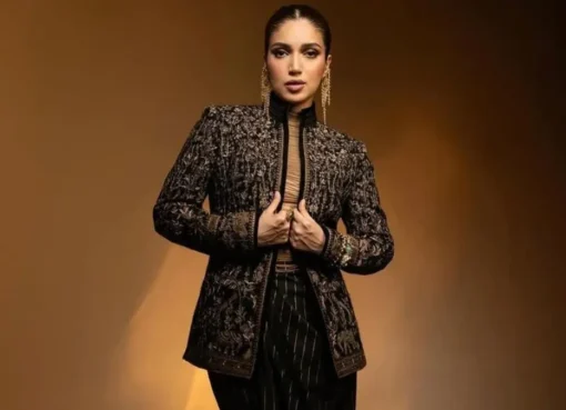 Bhumi Pednekar looking thoughtful and concerned, delivering a serious message.