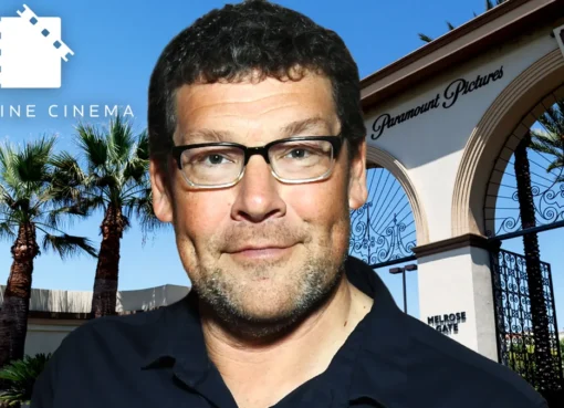 A graphic representing a movie studio transition.