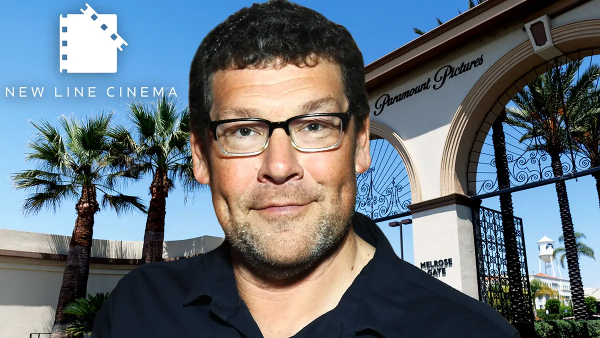 A graphic representing a movie studio transition.
