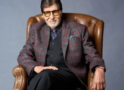 Amitabh Bachchan smiling, with wishes from other legendary actors.