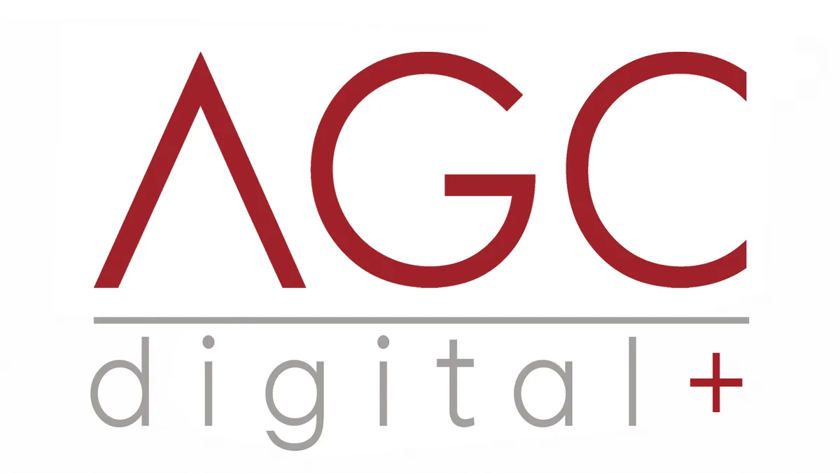 AGC Studios logo with digital network graphics