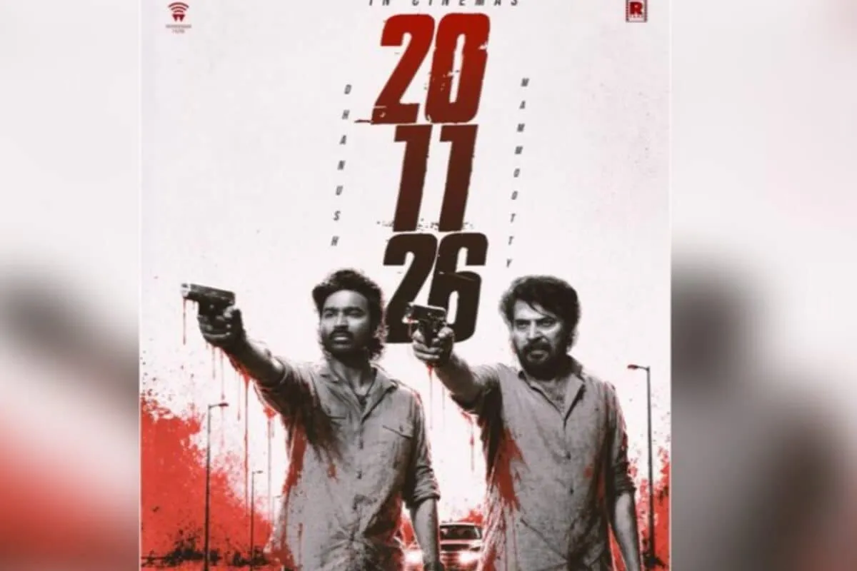 Dhanush and Mammootty in a movie poster for 'Om'.
