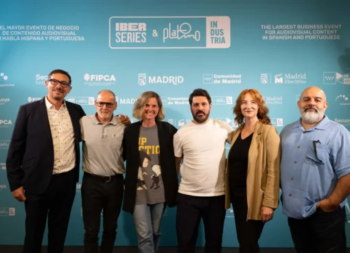 Executives at the Iberseries & Platino Industria conference in Madrid discussing film projects.