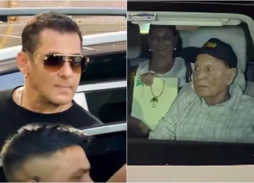Salim Khan and Salman Khan at a child's birthday party.