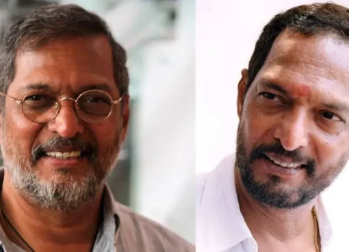 A black and white portrait of Nana Patekar looking thoughtful.