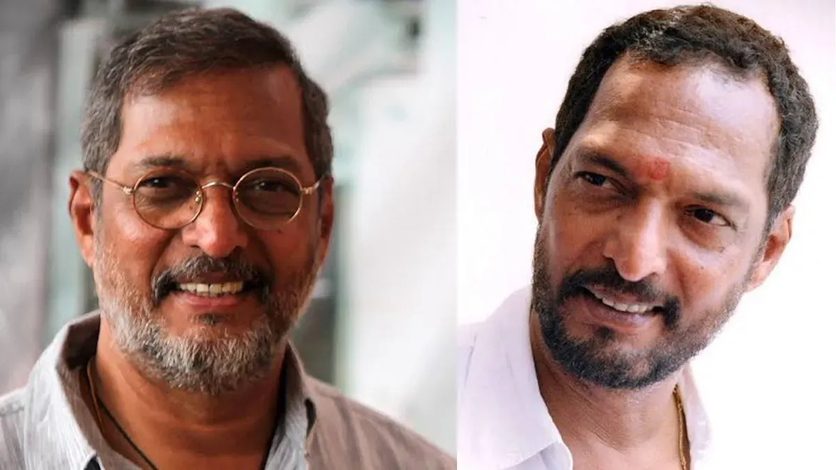 A black and white portrait of Nana Patekar looking thoughtful.