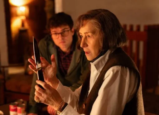 Helen Mirren looking intense and thoughtful as author Patricia Highsmith in the film 'A Talent for Murder'.