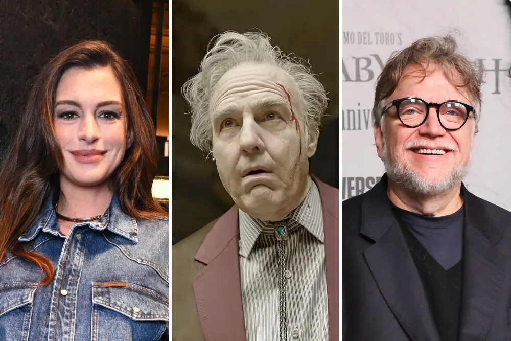Anne Hathaway, Guillermo del Toro, and other stars passionately discussing a movie.