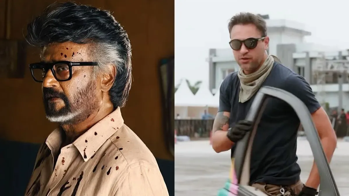 Split image showing Rajinikanth from Jailer 2 on one side and Imran Khan on the other, with text indicating film news.