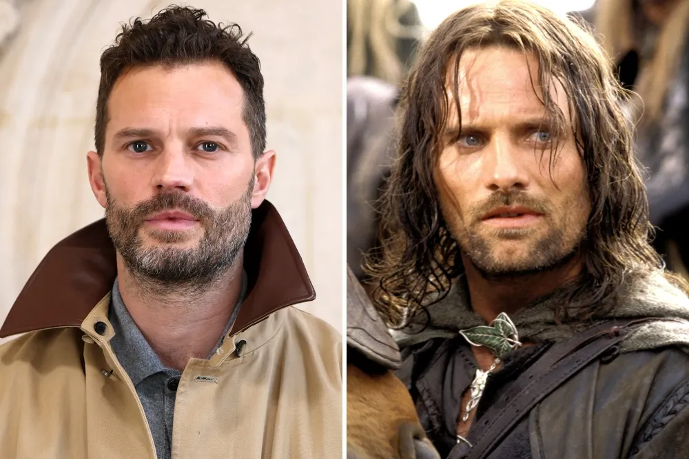 Jamie Dornan looking thoughtful, in a pose that hints at a medieval fantasy setting.