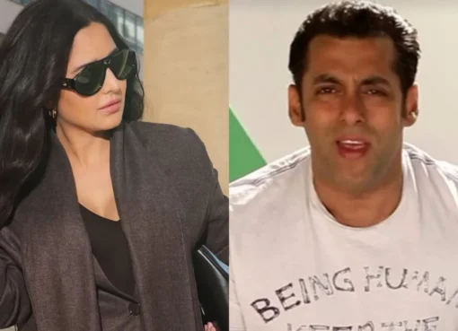 Split image: Katrina Kaif smiling, Salman Khan looking towards the camera.