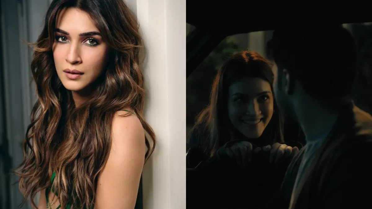 Kriti Sanon smiling in a way that looks unsettling or mysterious.