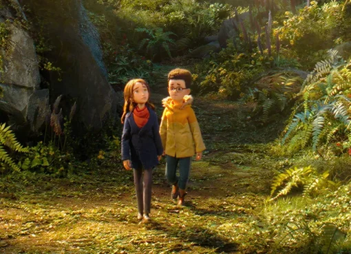 Still from Laika's Wildwood, showcasing a character in the film's unique stop-motion animation style.