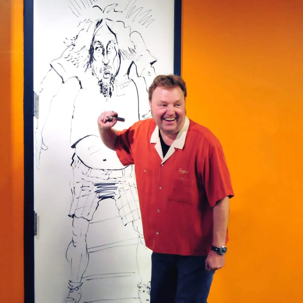 A drawing of a film storyboard illustrating a scene.