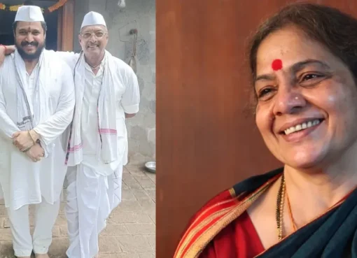 Nana Patekar and his wife Neelkanti Patekar smiling together.