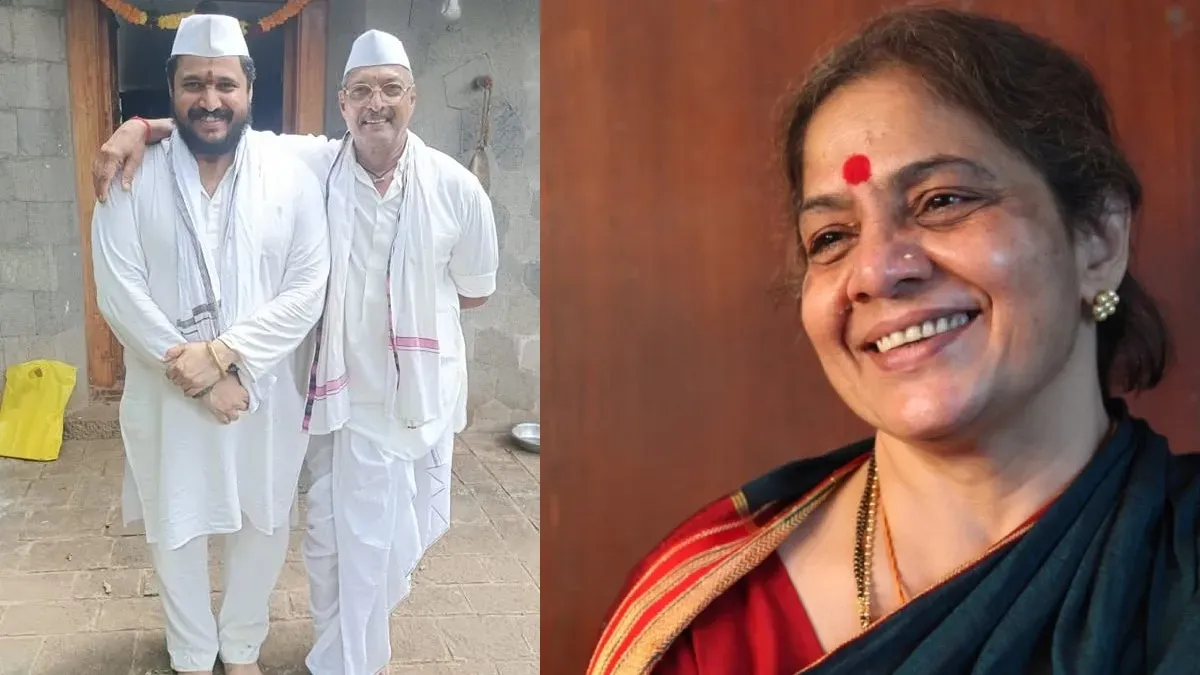 Nana Patekar and his wife Neelkanti Patekar smiling together.