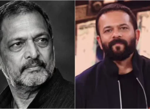 Rohit Shetty and Nana Patekar smiling together at a movie event.