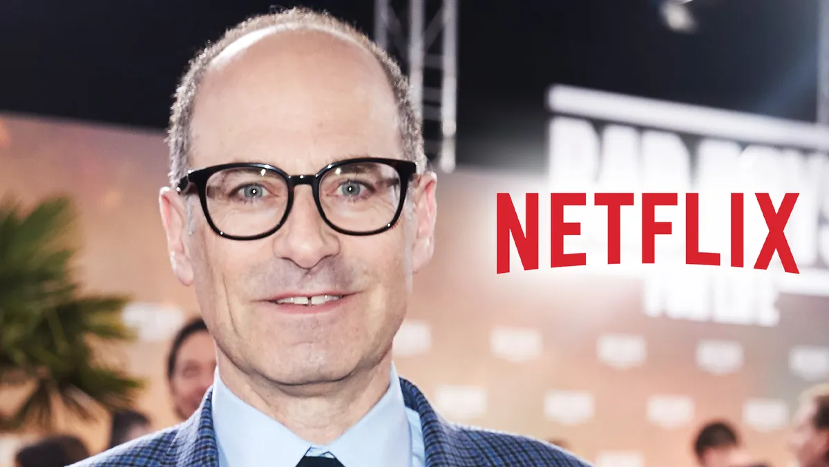 Netflix logo with a film reel.