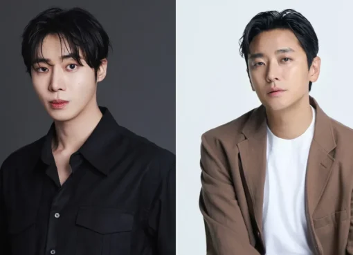 Ju Ji-hoon and Choo Young-woo in scrubs looking serious.