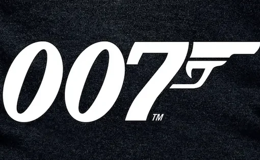 A classic James Bond gun barrel sequence graphic with a silhouette of 007.