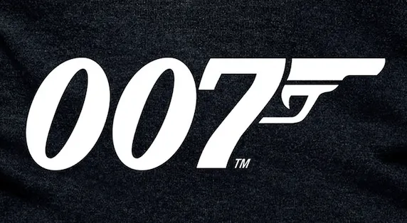 A classic James Bond gun barrel sequence graphic with a silhouette of 007.