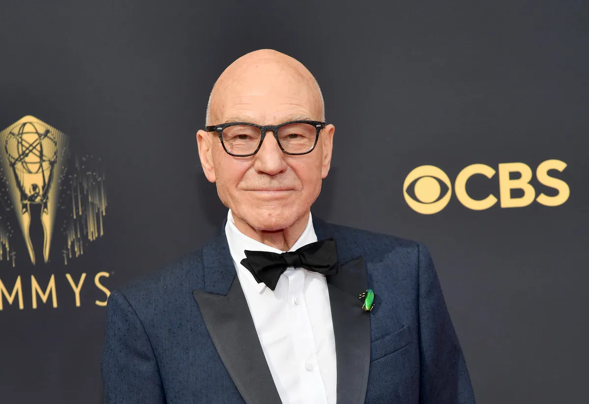 Patrick Stewart as Professor Charles Xavier, looking thoughtful and wise.