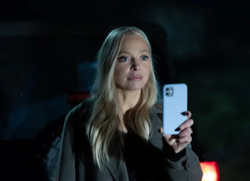 Portia Doubleday looking intense as her character in 'The Social Reckoning'.