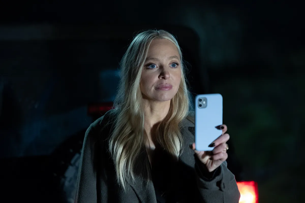 Portia Doubleday looking intense as her character in 'The Social Reckoning'.