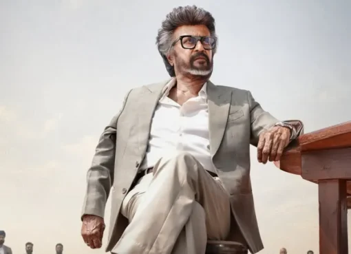 Rajinikanth looking intense in a scene from his film Jailer 2.