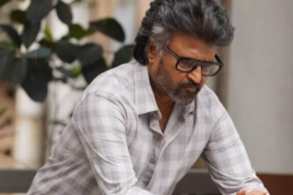 Rajinikanth in a scene from Jailer 2, looking intense.