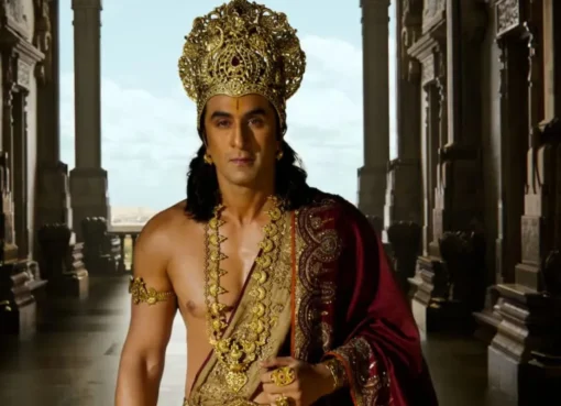 Poster for the Ramayana movie showing Ranbir Kapoor as Rama.