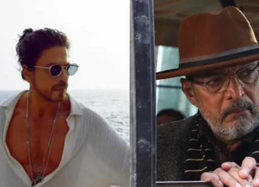 Shah Rukh Khan and Nana Patekar sharing a moment, perhaps on a film set, looking thoughtful.