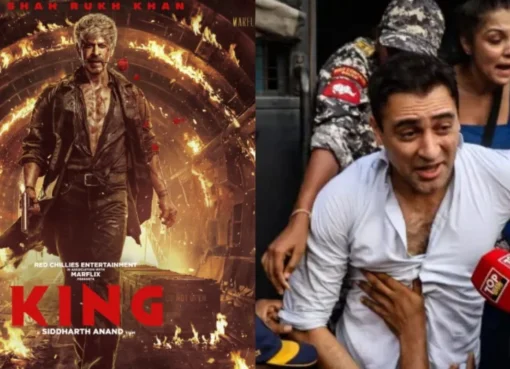 A collage of Shah Rukh Khan's new 'King' movie poster and a graphic indicating Imran Khan's deadline extension.