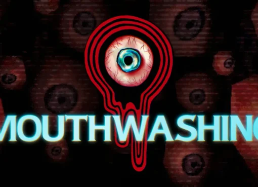 Screenshot from the game Mouthwashing showing a character in a dark, unsettling environment.