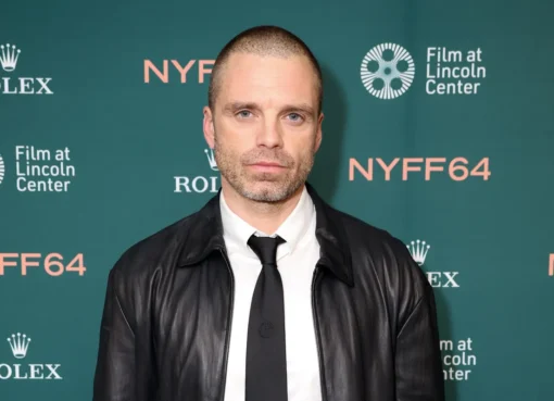 Sebastian Stan looking thoughtful and serious at the 'Fjord' movie premiere.