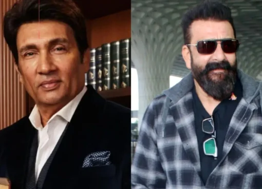 Shekhar Suman speaking about Sanjay Dutt at a press event.