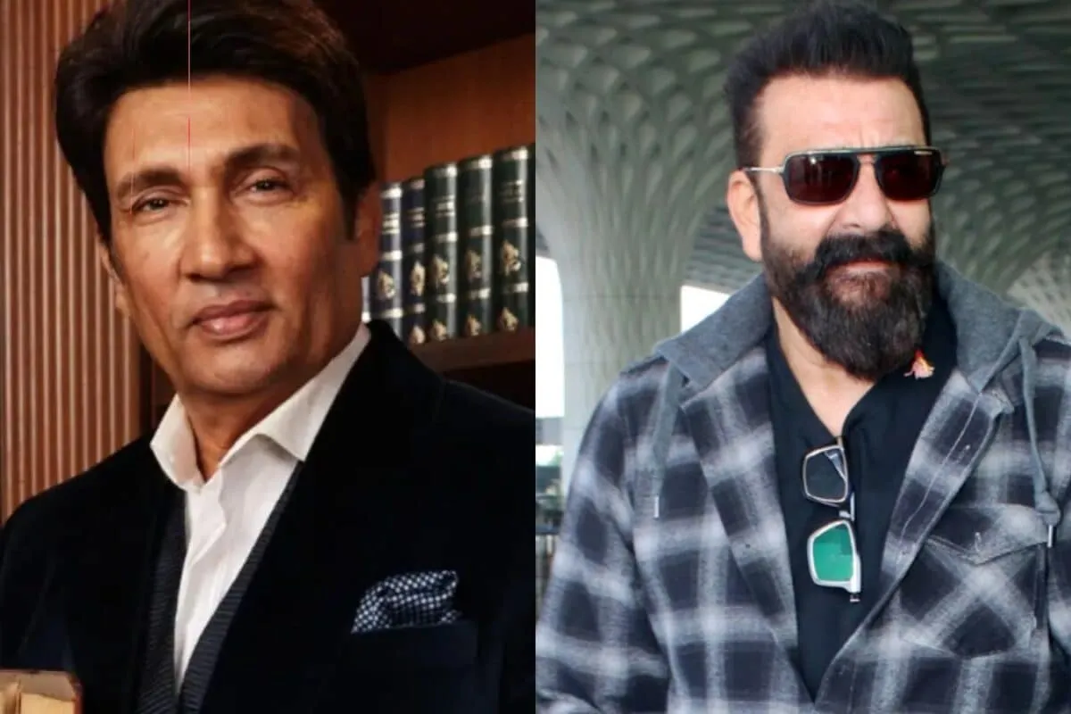Shekhar Suman speaking about Sanjay Dutt at a press event.