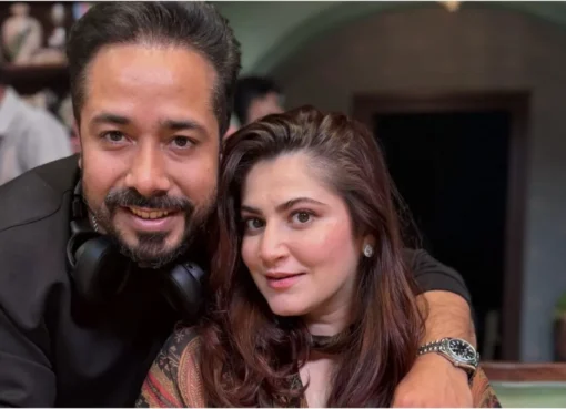 Shivaleeka Oberoi and Abhishek Pathak posing together at an event