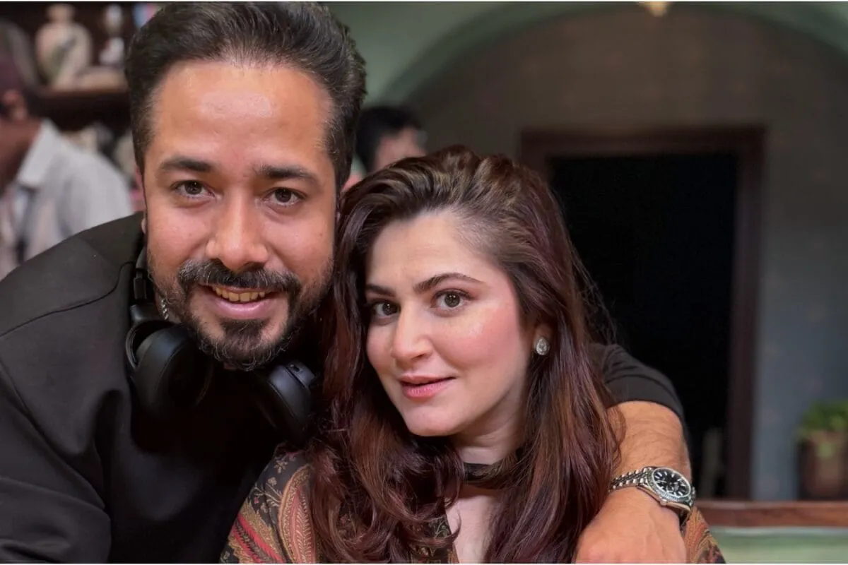 Shivaleeka Oberoi and Abhishek Pathak posing together at an event